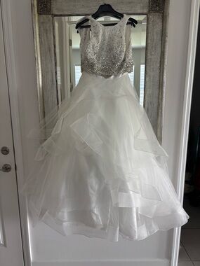 Jovani White Beaded Ball Gown